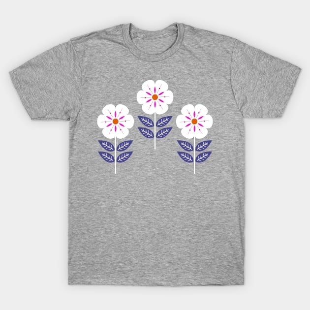 Mod Scandinavian flowers T-Shirt by Jennifer Ladd